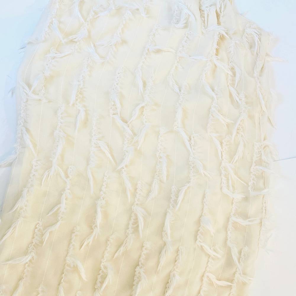 Cocktail Dress - Ivory Feather Mini Dress - Picture 4 of 6